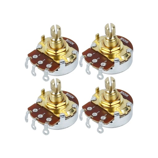 4 stuks B500K potentiometers met korte as voor elektrische gitaar Bedieningsknoppen voor volume en toon Nauwkeurige afstemming van geluid en prestaties