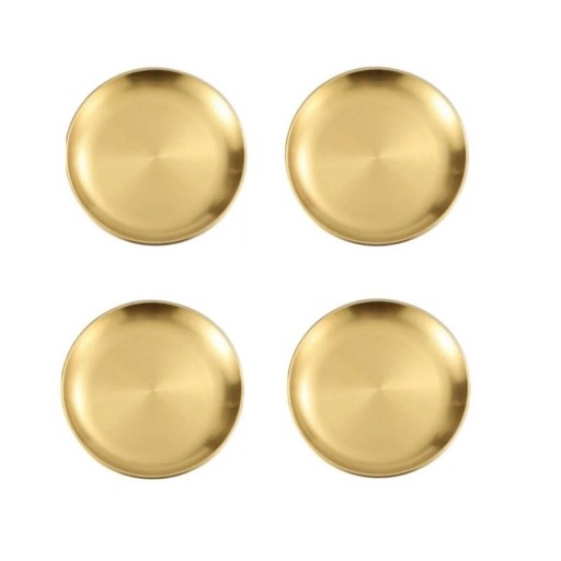 4 stuks roestvrijstalen borden 26 cm Gouden keukentafels elegante presentatie van hoofdgerechten feestelijk en dagelijks gebruik