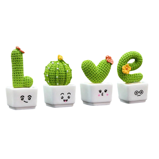 4 stuks/set mini simulatie van succulente cactussen in LOVE-thema Auto decoratie Realistische kunstplanten Interieurdecoraties Auto-accessoires