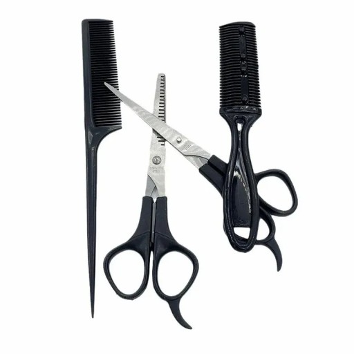 4-teiliges Kinder-Haarschneideset mit Flach- und Effilierschere. Heim-Haarschneideset. Friseurschere für Kinder und Haustiere