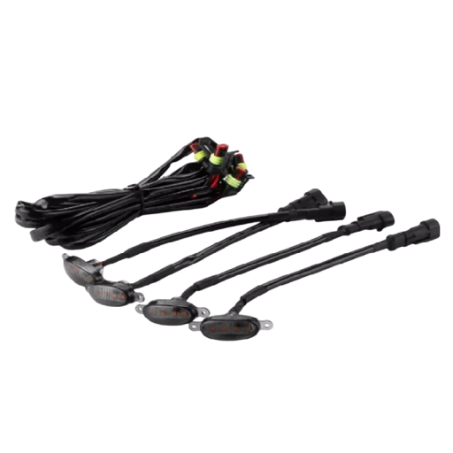 4 unidades de luz LED laranja 12V para grelha de carro Iluminação frontal plástico ABS 5,5 x 1,7 x 2,1 cm Montagem universal Acessório decorativo