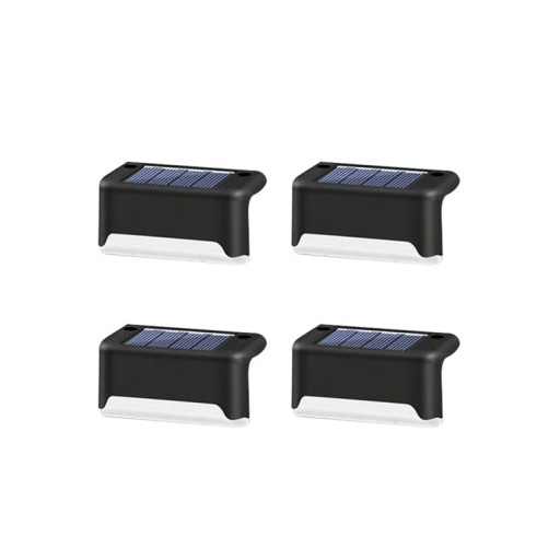 4 unidades de Luz Solar para Degraus 7,5x5x3,5 cm Branco Frio ABS À Prova de Água Luminárias Exteriores Lâmpada de Jardim para Degraus, Terraço, Varanda, Corrimão