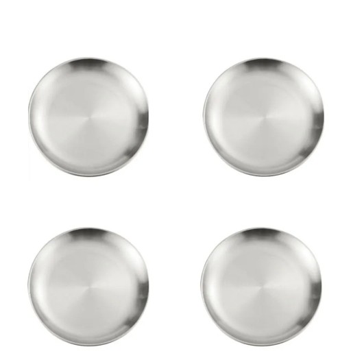 4 unidades de platos de acero inoxidable de 30 cm Platos de cocina plateados para grandes porciones de platos principales para comidas festivas