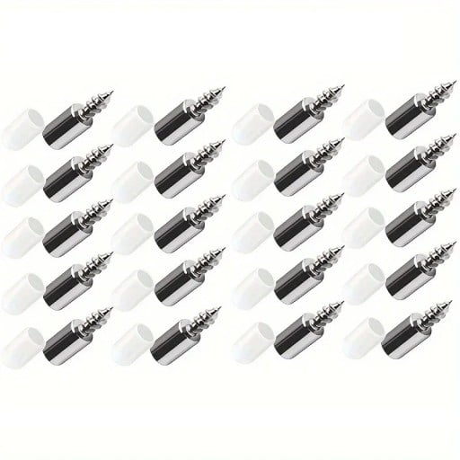 40 ks sada samořezných šroubů s gumovou krytkou 2,55 cm železo a silikon stříbrná bílá pro podpěru laminátu do skříňky