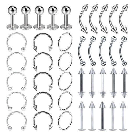 40 pz piercing in acciaio chirurgico 8 mm Piercing universali per orecchie, naso, labbra e corpo Senza decorazioni