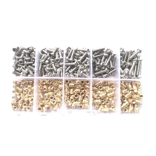 420 ks sada šroubů a matic M3 různé délky 6–14 mm kovové provedení stříbrná a zlatá barva pro přesné spojování dílů