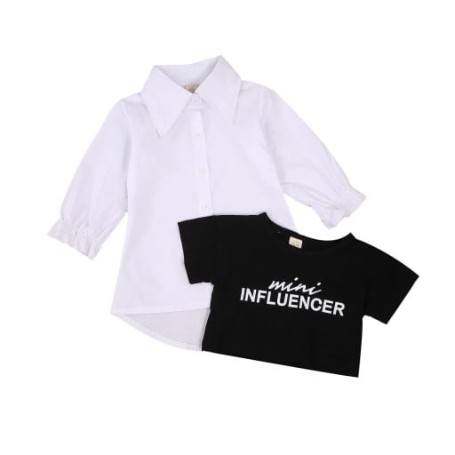 Tjejskjortklänning och T-shirt L1353