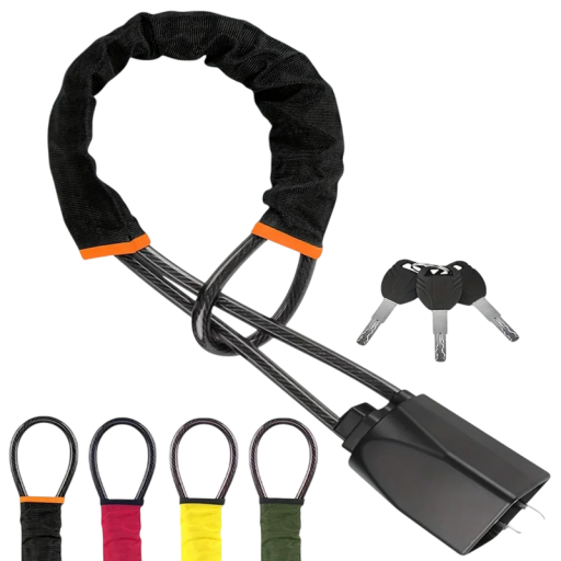43 cm Steering Lock in Stainless Steel Security Locking to Seatbelt with 3 Keys Vehicle Theft Protection
