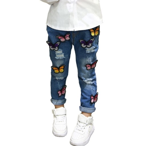 Flickjeans med färgglada 3D-fjärilar