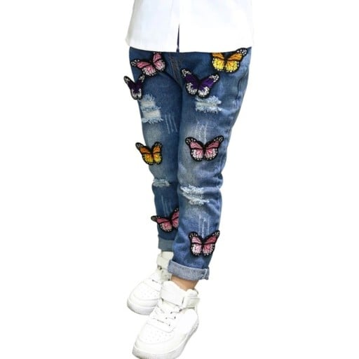 Flickjeans med fjärilar L2153