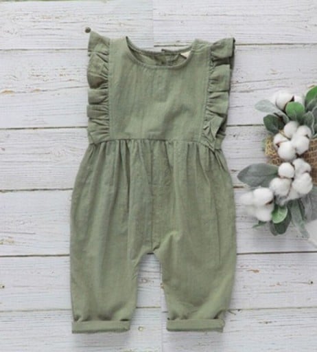 Tjejer jumpsuit med volanger T2648