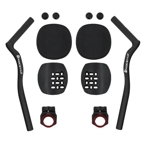 45° Handvatverlengingen set voor ronde handvatten zwart met armsteunen en accessoireshouders voor hometrainer