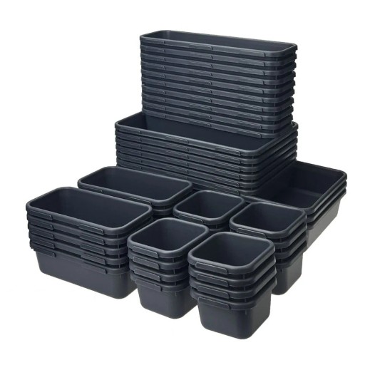 45 pcs organisateurs de rangement pour outils boîtes de stockage plusieurs tailles 7,9–30,5 cm noires pour atelier garage et tri clair des outils