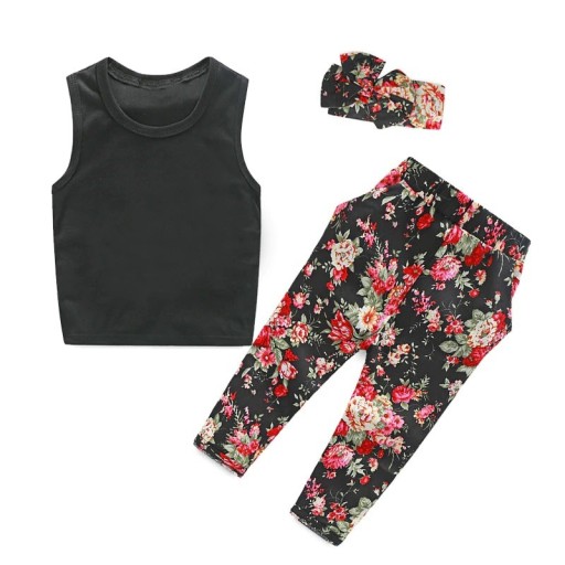 Linne för flickor och blommiga byxor L1440