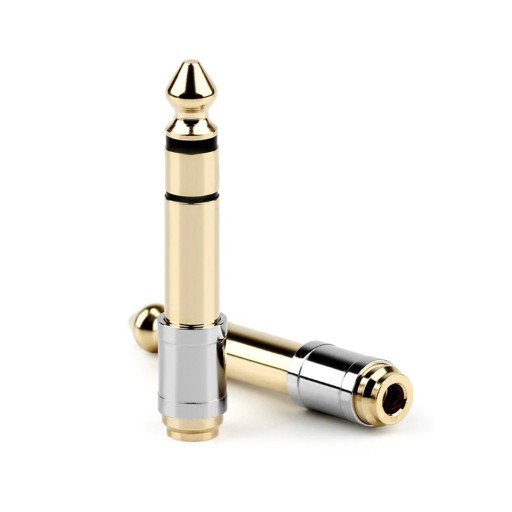 Set med 2 adaptrar jack 6,35 mm hane till 3,5 mm hona Adapter för att ansluta hörlurar med 3,5 mm-kontakt till 6,35 mm-uttag Längd 4,5 cm