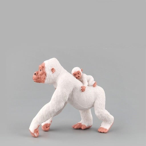 Vit gorilla- och ungefigur