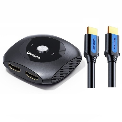 HDMI dubbelriktad switch 2:1 med HDMI-kablar K993