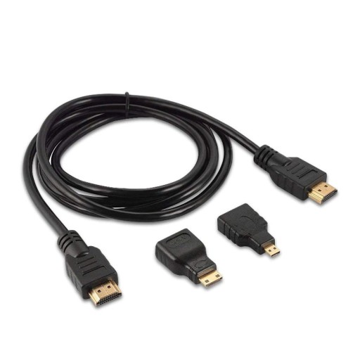 HDMI-anslutningskabel M/M med HDMI Mini / HDMI Micro-adaptrar