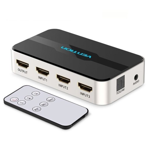 HDMI-switch 3:1 med ljudport