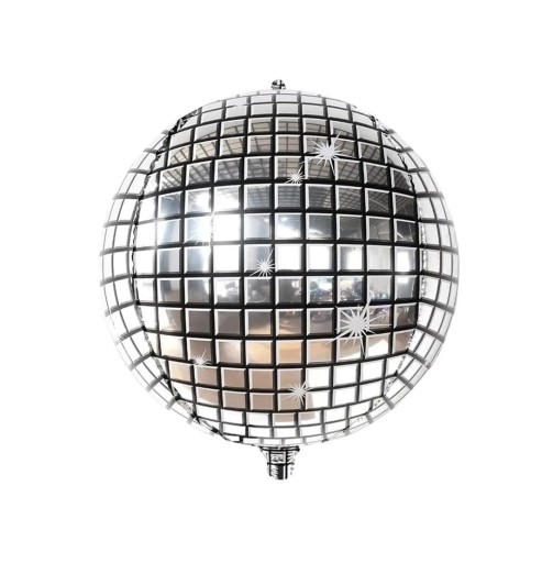 4D runde folieballoner med sølv spejlmønster 6 stk 56 cm Dekorative festballoner med mosaikeffekt til fødselsdagsfejringer