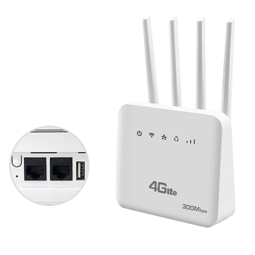 4G LTE WiFi-reititin SIM-kortilla 300 Mb/s 2,4 GHz LAN-portti IPv4 IPv6 valkoinen mobiilireititin kotitalousinternetin jakamiseen jopa 10 laitteelle
