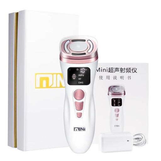4i1 Mini HIFU Radiofrekvens Ultralydsmaskine EMS Mikrostrøm Skønhedsinstrument Ansigtsopstrammende Anti-rynkeenhed LED-terapi