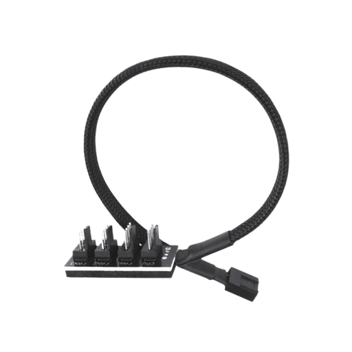 4pinový rozbočovač ventilátorů 33cm textilní kabel pro chlazení PC 1 samice CPU 1 samec CPU 3 samci ventilátorové konektory 40,5 cm