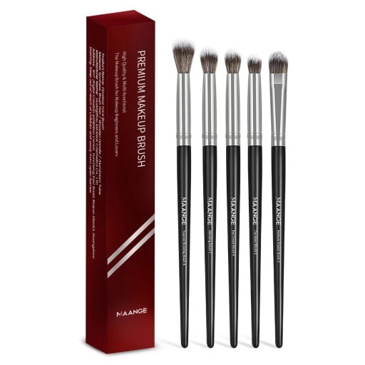 5 bucăți set de pensule pentru ochi design unghiular peri sintetic mâner ABS pentru machiaj precis al fardului de pleoape și detalii