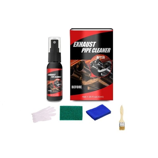 5-i-1 sæt udstødningsrensespray 30 ml + metalpoleringspasta 50 g Børste Klude Handsker Rustrensningspude