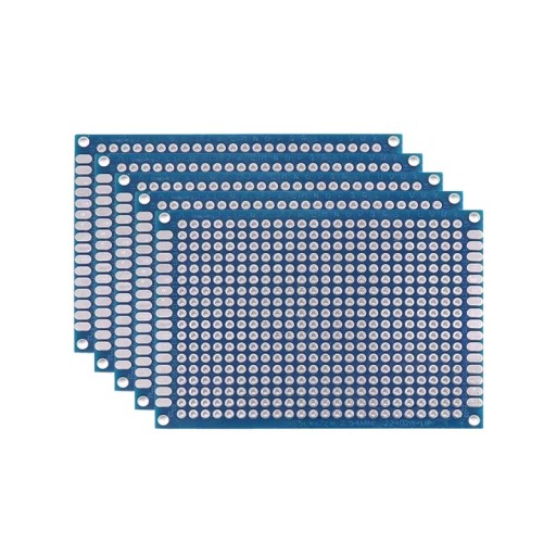 5 kpl prototyyppilevyä 5 x 7 cm Kaksipuoliset yleiskäyttöiset PCB-levyt juottamiseen DIY-elektroniikkaprojekteihin ja piirikokeiluihin
