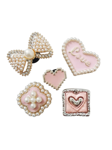 5 ks dekorace na crocsy dívčí motivy s imitací perliček ABS ozdoby na boty srdce mašle květina doplňky obuvi charms sada