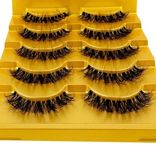 5 Paar künstliche Nerz-Wimpern, lange falsche Wimpern, natürlicher Kleber auf Wimpern