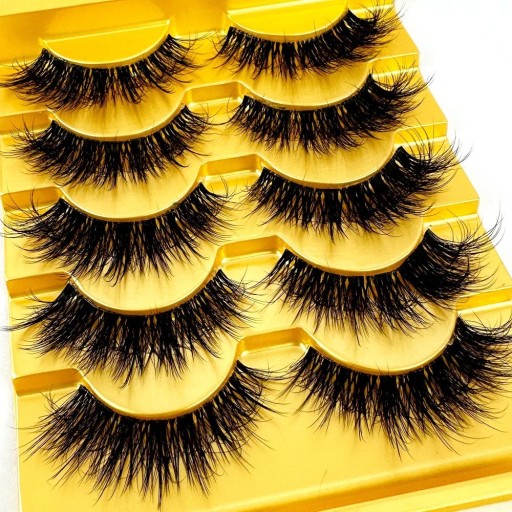 5 Paar künstliche Nerz-Wimpern, lange falsche Wimpern, natürlicher Kleber auf Wimpern