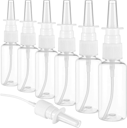 5 Pack Plastic Nasal Spray 50 ml Refillable Container with Sprayer for Liquid Application to the Nose and Hygiene