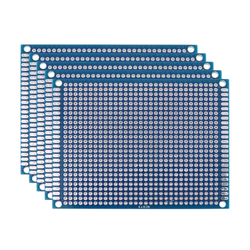 5 Pack Prototype PCB Board 6 x 8 cm Double-Sided Universal PCB Boards for Soldering DIY Electronic Projects and Circuits