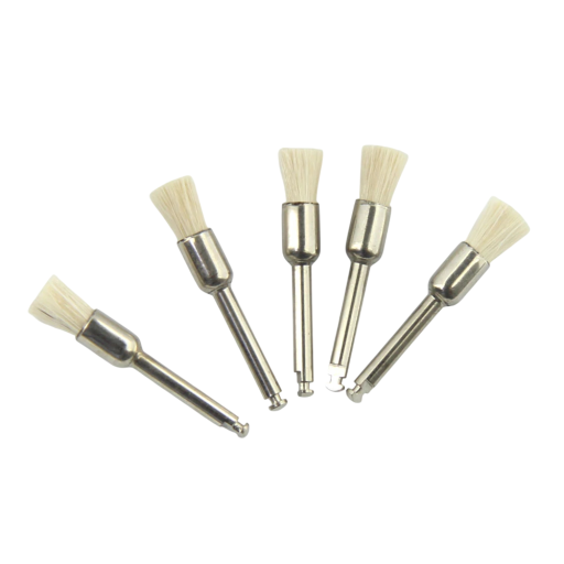 5 pcs Dental Polishing Brush Cylindrical Goat Hair for Micromotor Soft Brush for Polishing Natural and Ceramic Teeth