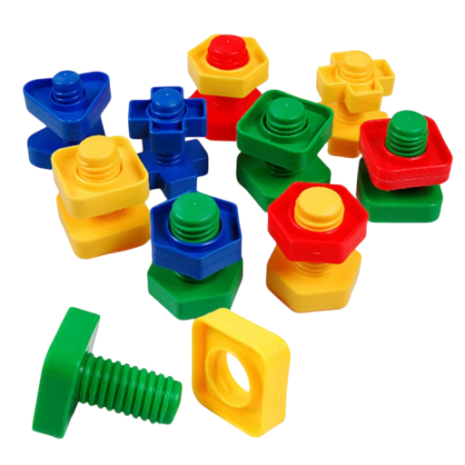 5 pcs vis en plastique pour enfants 5 x 4 cm Blocs de construction avec vis et écrou Jouet éducatif Développement de la motricité Couleurs aléatoires