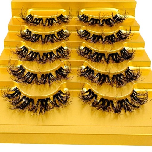 5 perechi de gene artificiale de nurcă Gene lungi false Adeziv natural pe gene