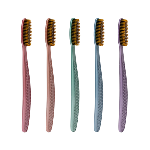 5-Piece Set of Soft Bristle Toothbrushes for Adults with Curved Extended Heads for Deep Oral Cleaning 190x45x13mm