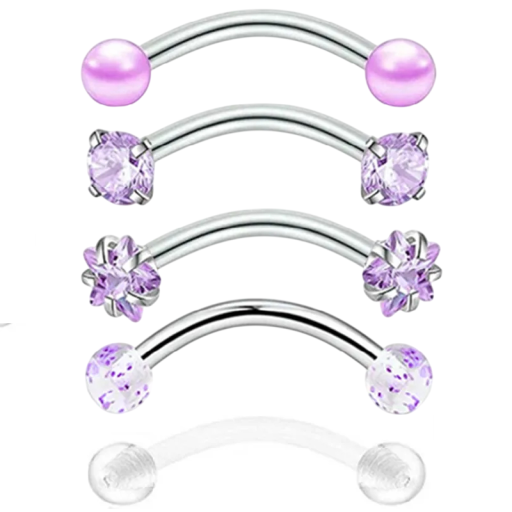 5 stk. Krystal piercinger til øjenbryn 1,2 × 8 × 3 mm Rustfrit stål med blomst Bue smykker