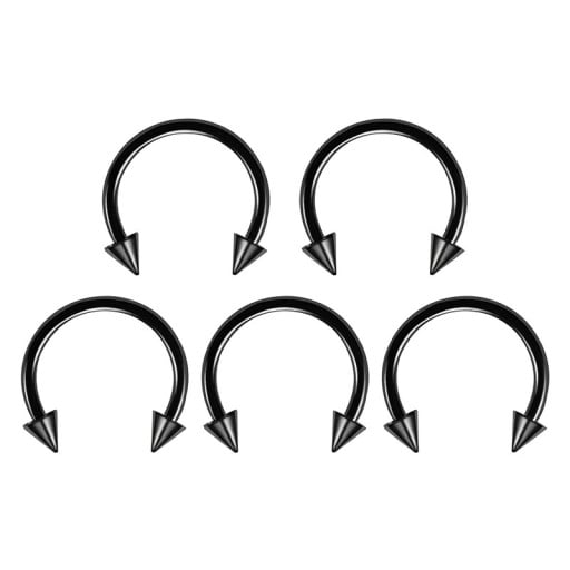 5 stuks piercing van chirurgisch staal 6 mm Gebogen piercing in de vorm van een hoefijzer Met punten Universeel hoefijzer voor oor neus