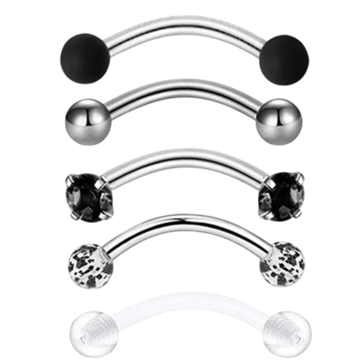5 sztuk Kryształowych piercingów do brwi 1,2 × 8 × 3 mm Stal nierdzewna z diamentem Szperki łukowe