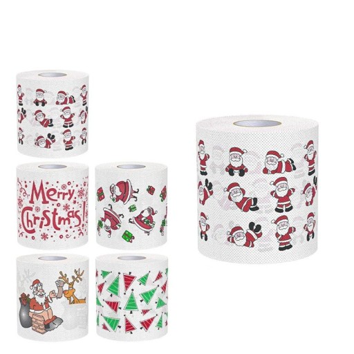 5 sztuk Papier toaletowy świąteczny 10 x 10 cm 2 warstwy Zestaw z motywami świątecznymi Kolorowe papierowe serwetki Domowe akcesoria kuchenne Dekoracje świąteczne