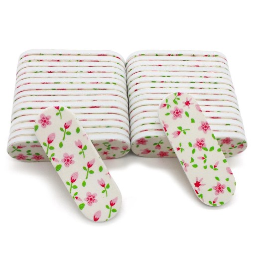 50 buc Pilă pentru unghii 6 x 1,9 cm Motiv floral Hârtie abrazivă Burete EVA Mini pilă de unică folosință Manichiură pedichiură