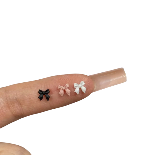 50 ks 3D mini mašle na nehty 6x6 mm Průhledné pryskyřičné stuhy Zdobení nehtů Lesklý iridescentní efekt DIY dekorace na nehty a doplňky