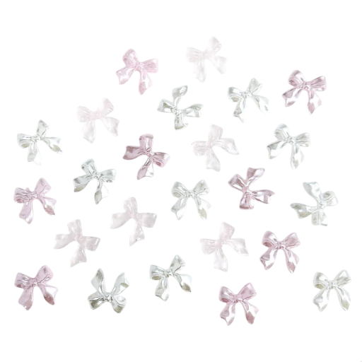 50 ks 3D průhledné mašle na nehty 6x6 mm Lesklé mini pryskyřičné stuhy Zdobení nehtů Iridescentní efekt DIY dekorace Nail Art doplňky