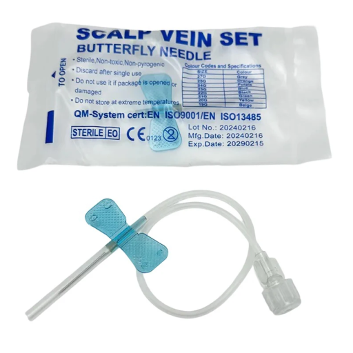 50 pcs Stainless Steel Butterfly Needles 23G Sterile Infusion Set for Veterinary Use Needle for Animal Blood Transfusion Safe Withdrawals and Applications