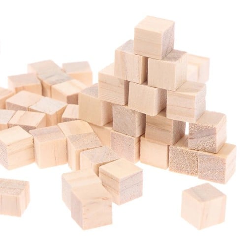 50 piezas mini bloques de madera de 1 cm bloques cuadrados vacíos de madera natural sin terminar para manualidades trabajos artesanales rompecabezas