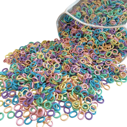 50 Stück Haargummis in verschiedenen Farben, elastisch, für Kinder, bunt, Haar-Accessoires, Pferdeschwanzhalter aus Silikon, weich, Haargummis