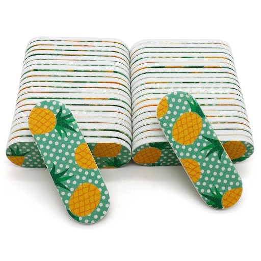 50 stuks Nagelvijl 6 x 1,9 cm Ananasmotief Schuurpapier EVA-spons Mini wegwerp nagelvijl Manicure pedicure